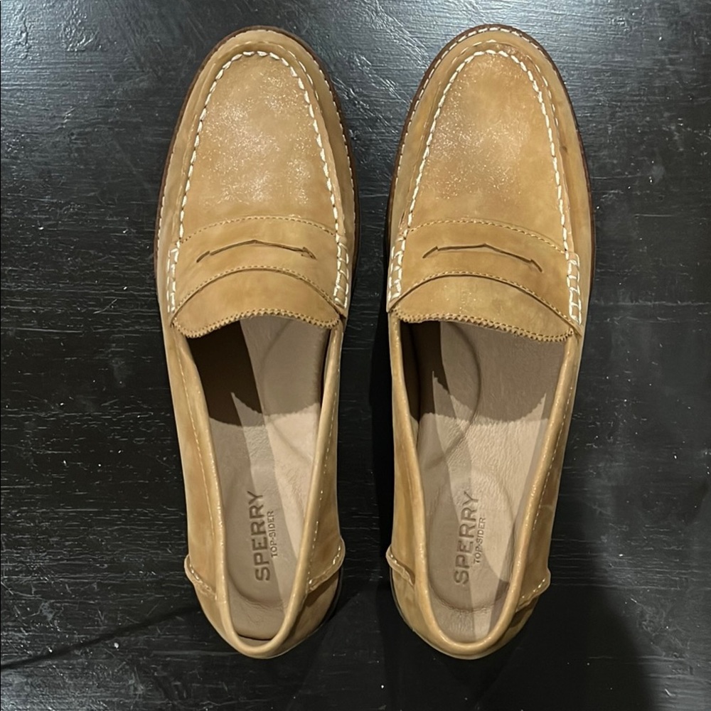 Sperry Tan Suede Penny Loafers Classic Flats